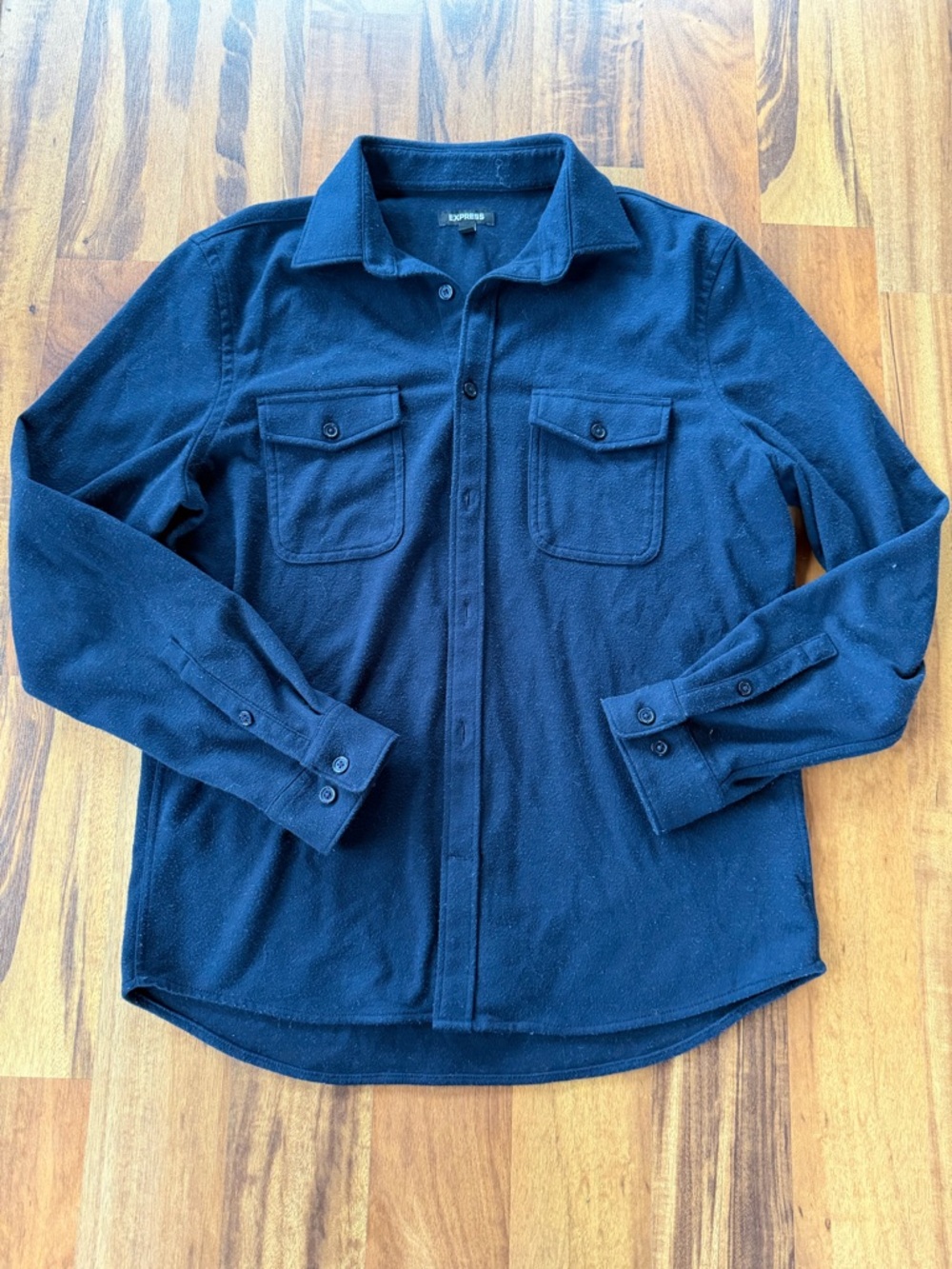 Express Navy Long Sleeve Utility Shirt